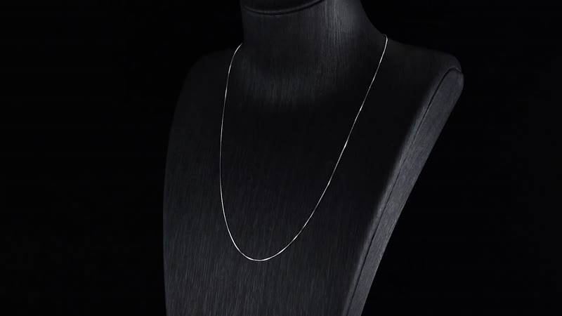 Rhodium Over Sterling Silver 0.73mm Box Small Chain 20 Inches with Lobster Lock 1.35 Grams