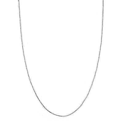 Rhodium Over Sterling Silver 0.73mm Box Small Chain 20 Inches with Lobster Lock 1.35 Grams
