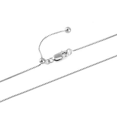 Rhodium Over Sterling Silver 0.73mm Box Small Chain 20 Inches with Lobster Lock 1.35 Grams