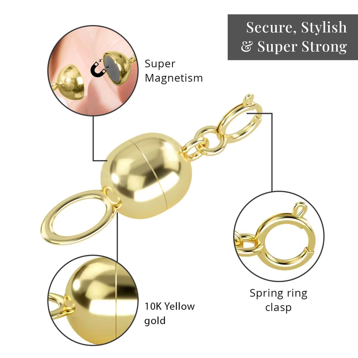 10K Yellow Solid Gold Magnetic Lock  image number 1