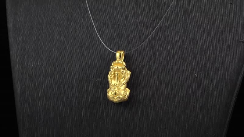 24K Yellow Gold Electroform Pixiu Pendant 1.44 Grams