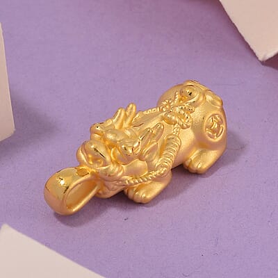 24K Yellow Gold Electroform Pixiu Pendant 1.44 Grams