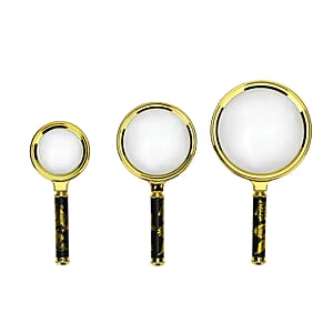 3pcs Magnifiers Glasses with Dragan Pattern Dandle - 60*140mm 5X, 80*160mm 3X and 100*180mm 2X