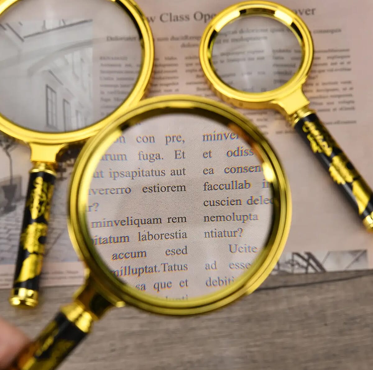 3pcs Magnifiers Glasses with Dragan Pattern Dandle - 60*140mm 5X, 80*160mm 3X and 100*180mm 2X image number 4