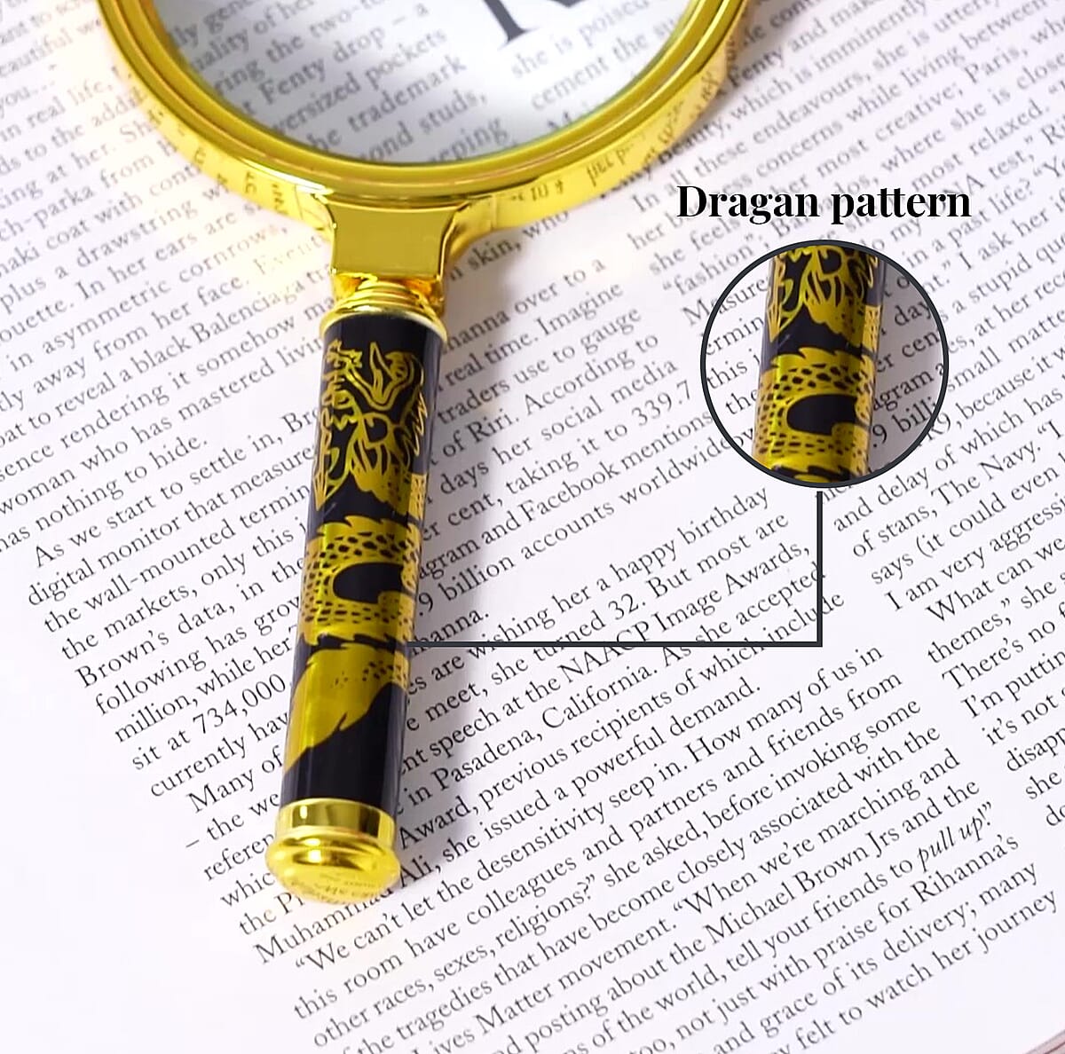 3pcs Magnifiers Glasses with Dragan Pattern Dandle - 60*140mm 5X, 80*160mm 3X and 100*180mm 2X image number 5