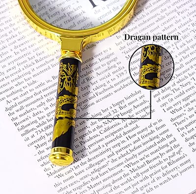 3pcs Magnifiers Glasses with Dragan Pattern Dandle - 60*140mm 5X, 80*160mm 3X and 100*180mm 2X