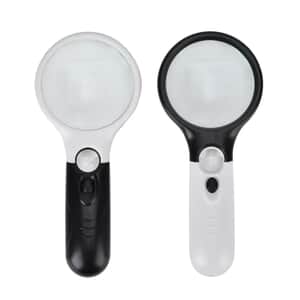 2 pcs Certificate CE ROHS Led Magnifier Glass (White) (190x83x28 mm) - Big Len 3X-75mm and Small Len 45X -22mm  