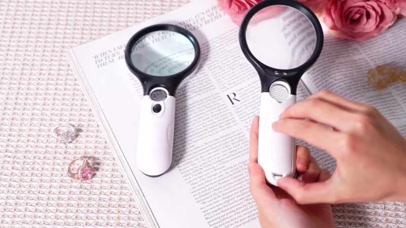 2 pcs Certificate CE ROHS Led Magnifier Glass (White) (190x83x28 mm) - Big Len 3X-75mm and Small Len 45X -22mm