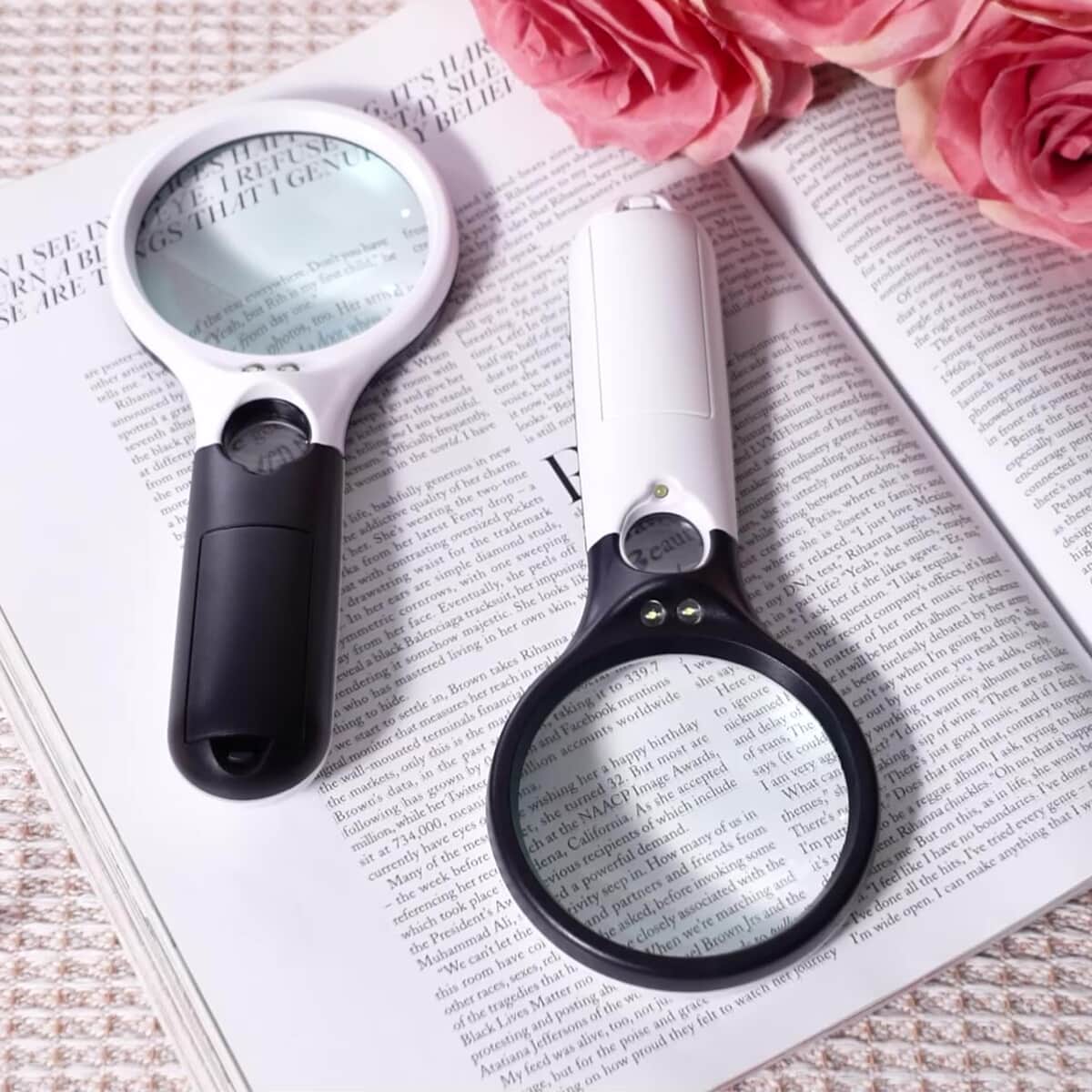 2 pcs Certificate CE ROHS Led Magnifier Glass (White) (190x83x28 mm) - Big Len 3X-75mm and Small Len 45X -22mm   image number 1