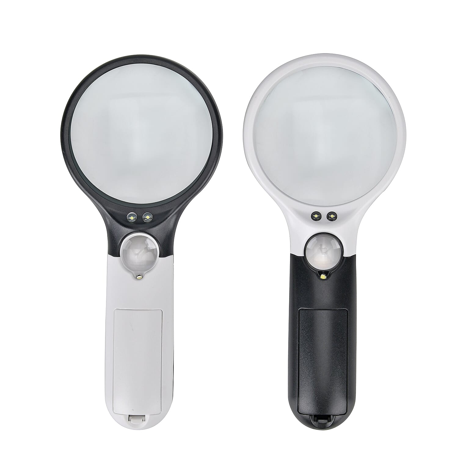 2 pcs Certificate CE ROHS Led Magnifier Glass (White) (190x83x28 mm) - Big Len 3X-75mm and Small Len 45X -22mm