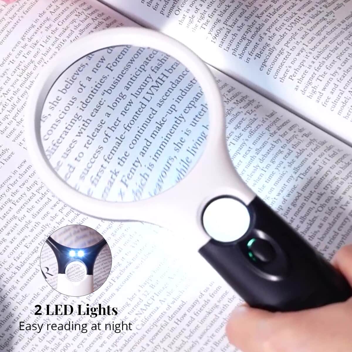 2 pcs Certificate CE ROHS Led Magnifier Glass (White) (190x83x28 mm) - Big Len 3X-75mm and Small Len 45X -22mm   image number 3