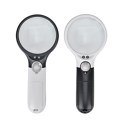 2 pcs Certificate CE ROHS Led Magnifier Glass (White) (190x83x28 mm) - Big Len 3X-75mm and Small Len 45X -22mm