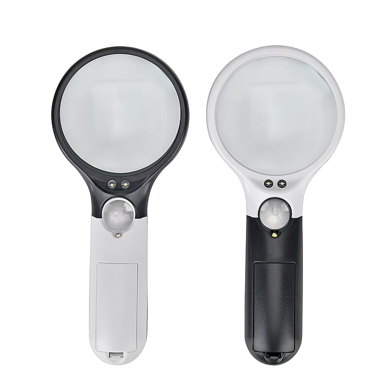 2 pcs Certificate CE ROHS Led Magnifier Glass (White) (190x83x28 mm) - Big Len 3X-75mm and Small Len 45X -22mm