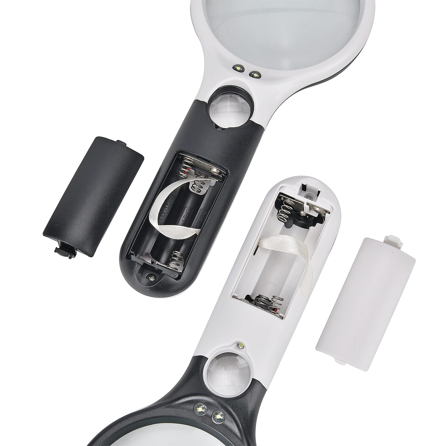 2 pcs Certificate CE ROHS Led Magnifier Glass (White) (190x83x28 mm) - Big Len 3X-75mm and Small Len 45X -22mm