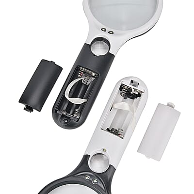 2 pcs Certificate CE ROHS Led Magnifier Glass (White) (190x83x28 mm) - Big Len 3X-75mm and Small Len 45X -22mm