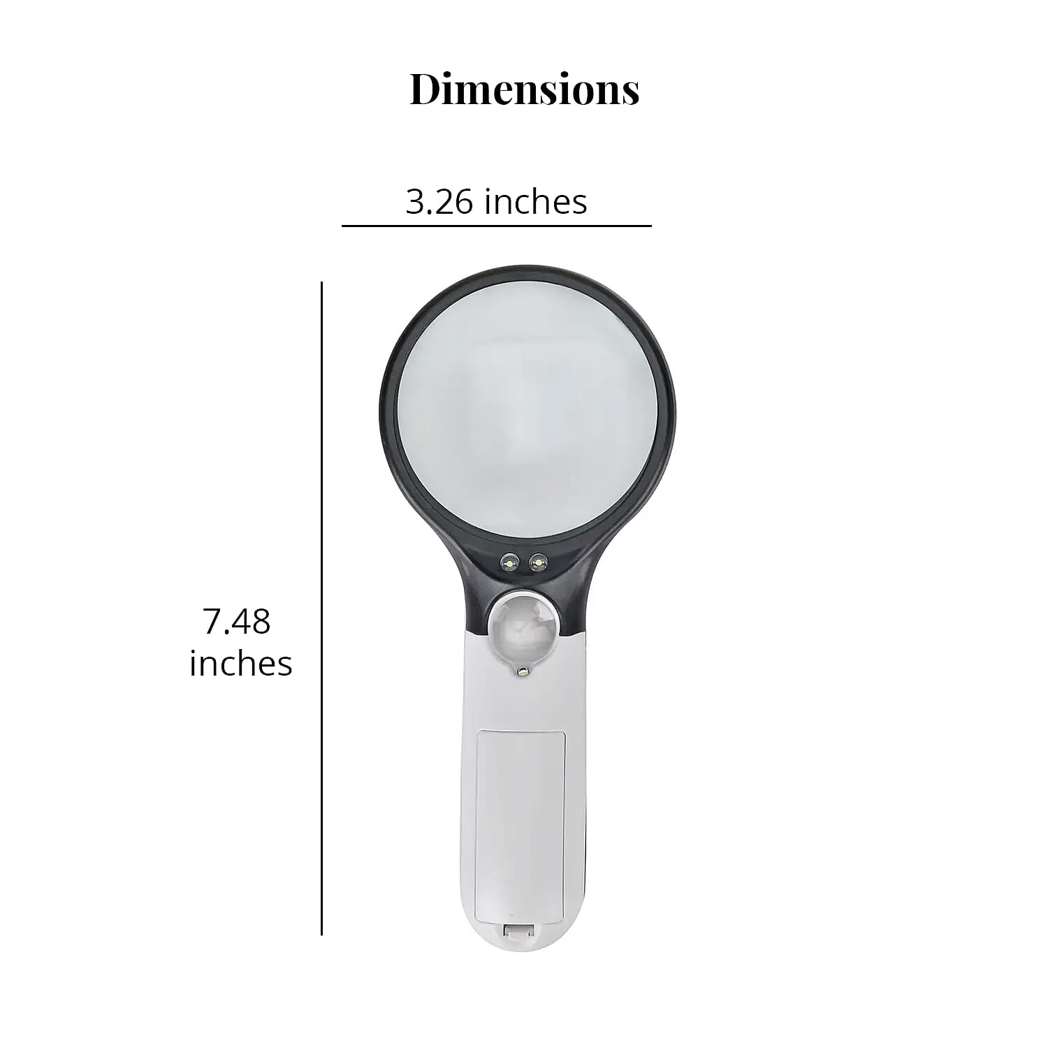 2 pcs Certificate CE ROHS Led Magnifier Glass (White) (190x83x28 mm) - Big Len 3X-75mm and Small Len 45X -22mm