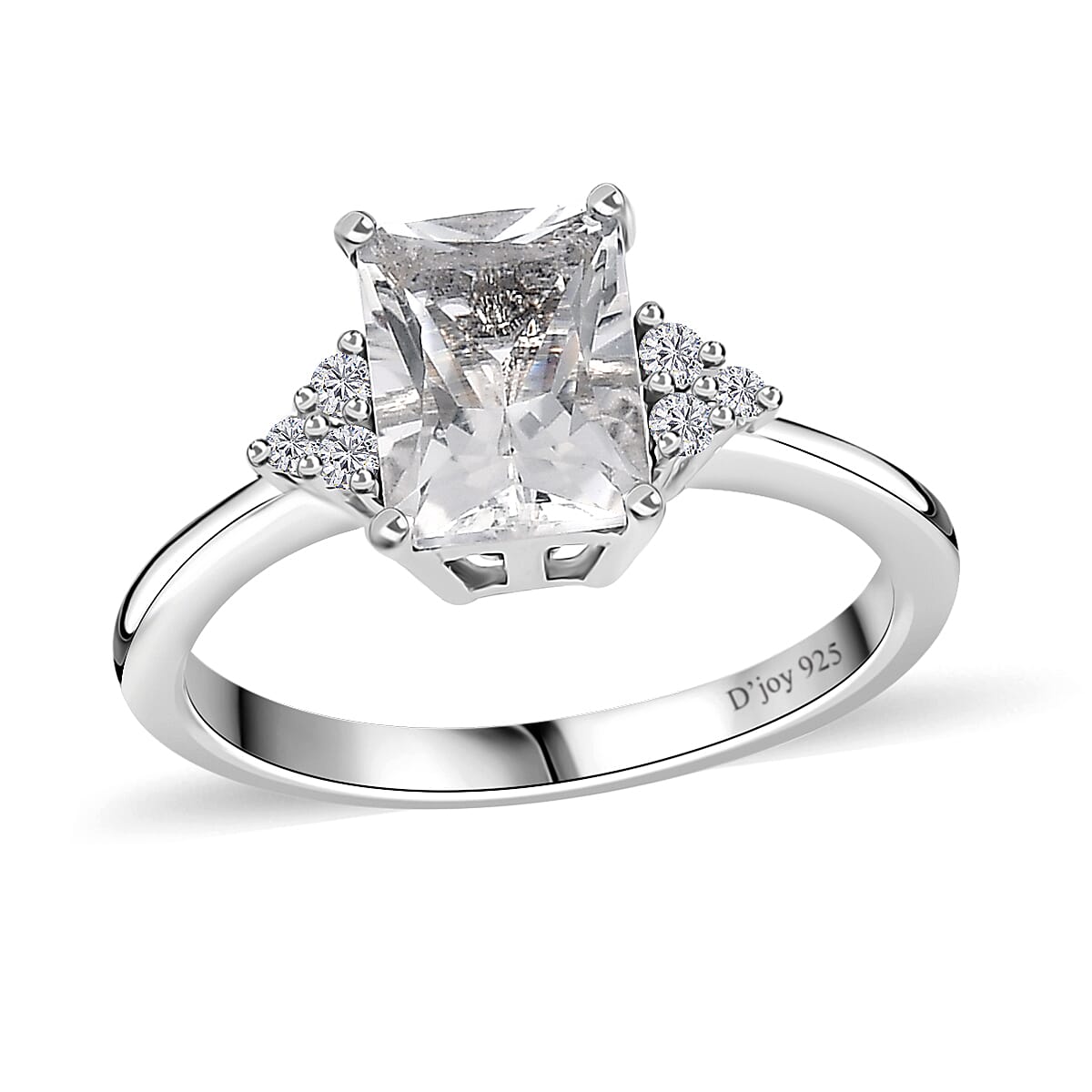 Brazilian Petalite and White Zircon Ring in Platinum Over Sterling Silver (Size 10.0) 1.35 ctw