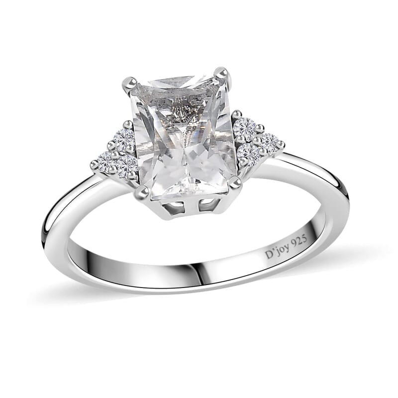 Brazilian Petalite and White Zircon Ring in Platinum Over Sterling Silver (Size 10.0) 1.35 ctw