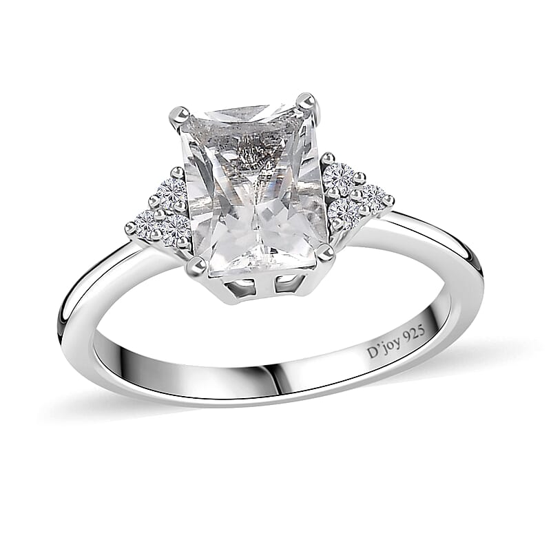 Brazilian Petalite and White Zircon Ring in Platinum Over Sterling Silver (Size 10.0) 1.35 ctw