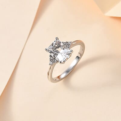 Brazilian Petalite and White Zircon Ring in Platinum Over Sterling Silver (Size 10.0) 1.35 ctw