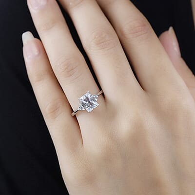 Brazilian Petalite and White Zircon Ring in Platinum Over Sterling Silver (Size 10.0) 1.35 ctw