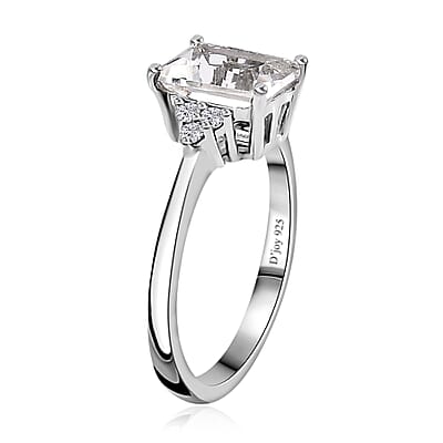 Brazilian Petalite and White Zircon Ring in Platinum Over Sterling Silver (Size 10.0) 1.35 ctw