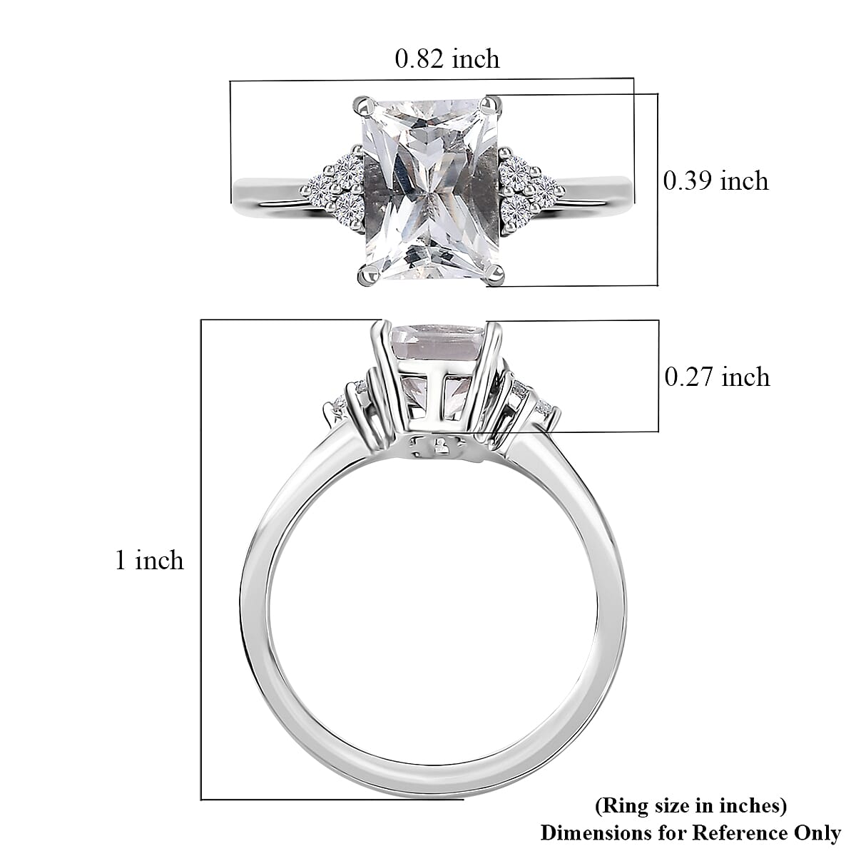 Brazilian Petalite and White Zircon Ring in Platinum Over Sterling Silver (Size 10.0) 1.35 ctw