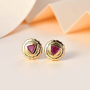 African Ruby 0.65 ctw Earrings in Vermeil YG Over Sterling Silver