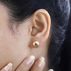 African Ruby 0.65 ctw Earrings in Vermeil YG Over Sterling Silver