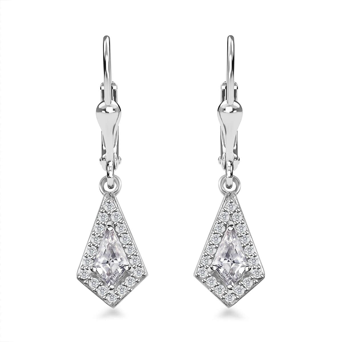 Moissanite Lever Back Earrings in Platinum Over Sterling Silver 1.00 ctw image number 0