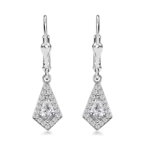 Moissanite Lever Back Earrings in Platinum Over Sterling Silver 1.00 ctw