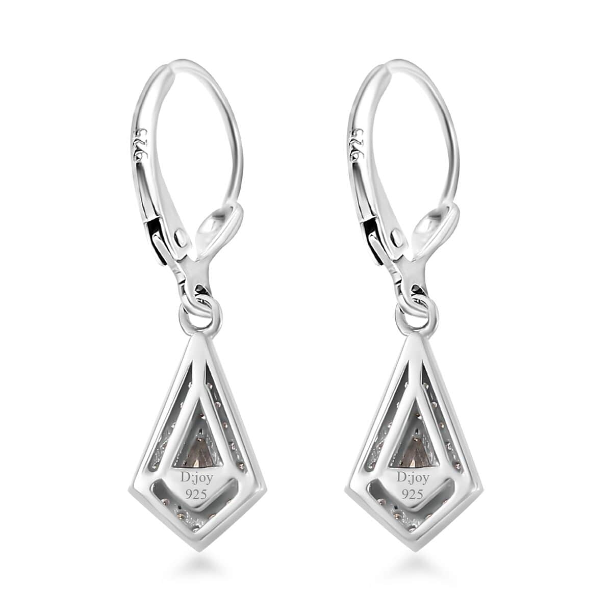 Moissanite Lever Back Earrings in Platinum Over Sterling Silver 1.00 ctw image number 4