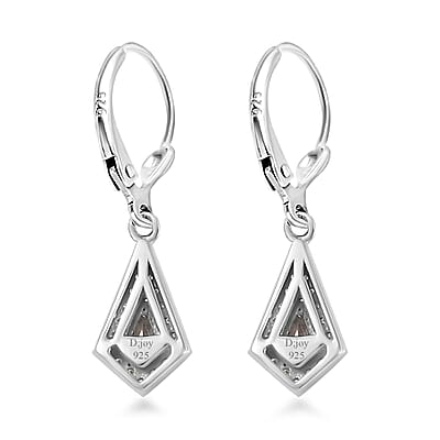 Moissanite Lever Back Earrings in Platinum Over Sterling Silver 1.00 ctw