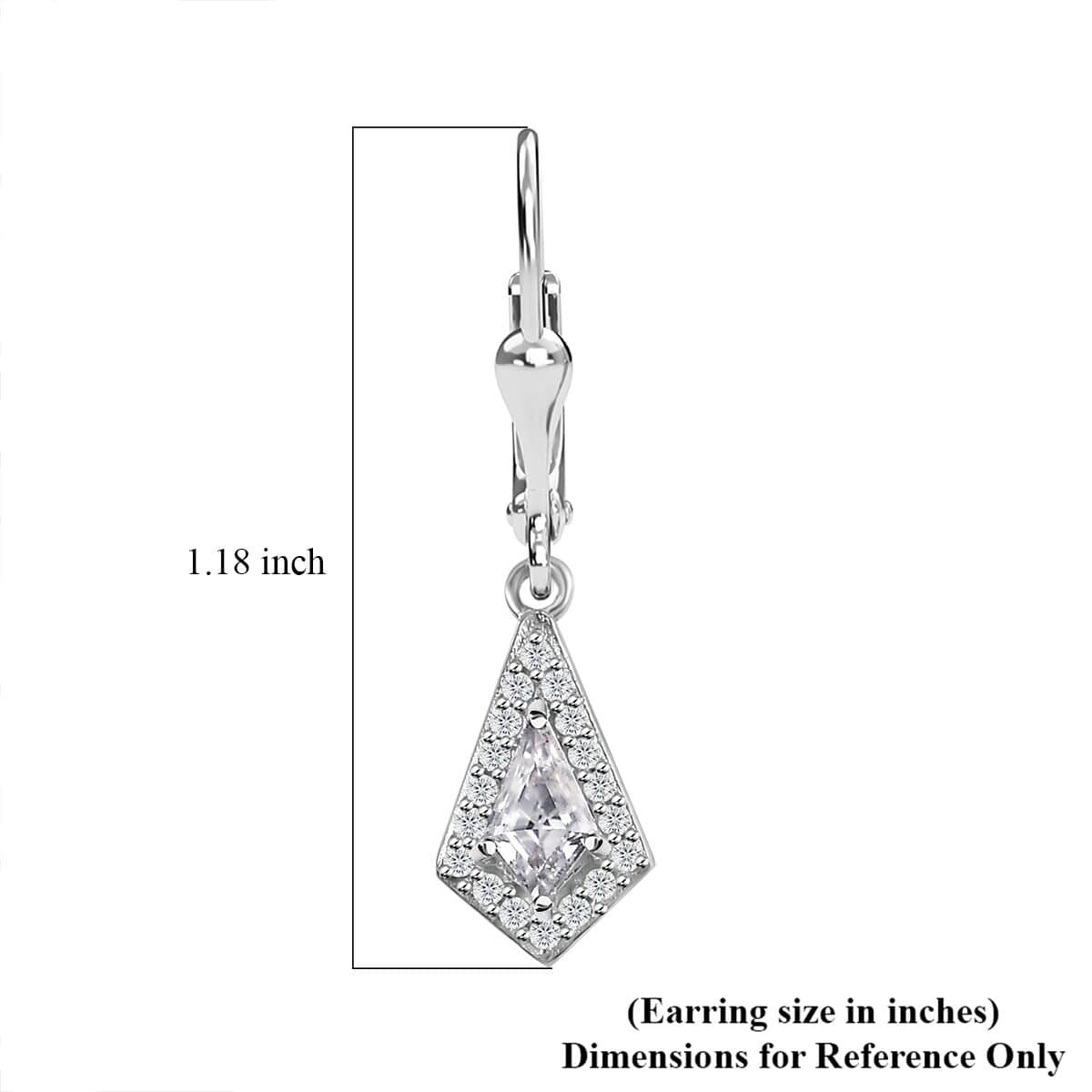 Moissanite Lever Back Earrings in Platinum Over Sterling Silver 1.00 ctw image number 5