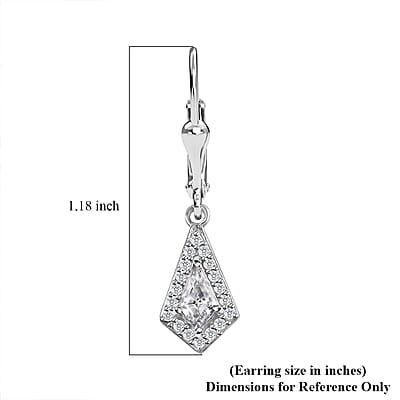 Moissanite Lever Back Earrings in Platinum Over Sterling Silver 1.00 ctw