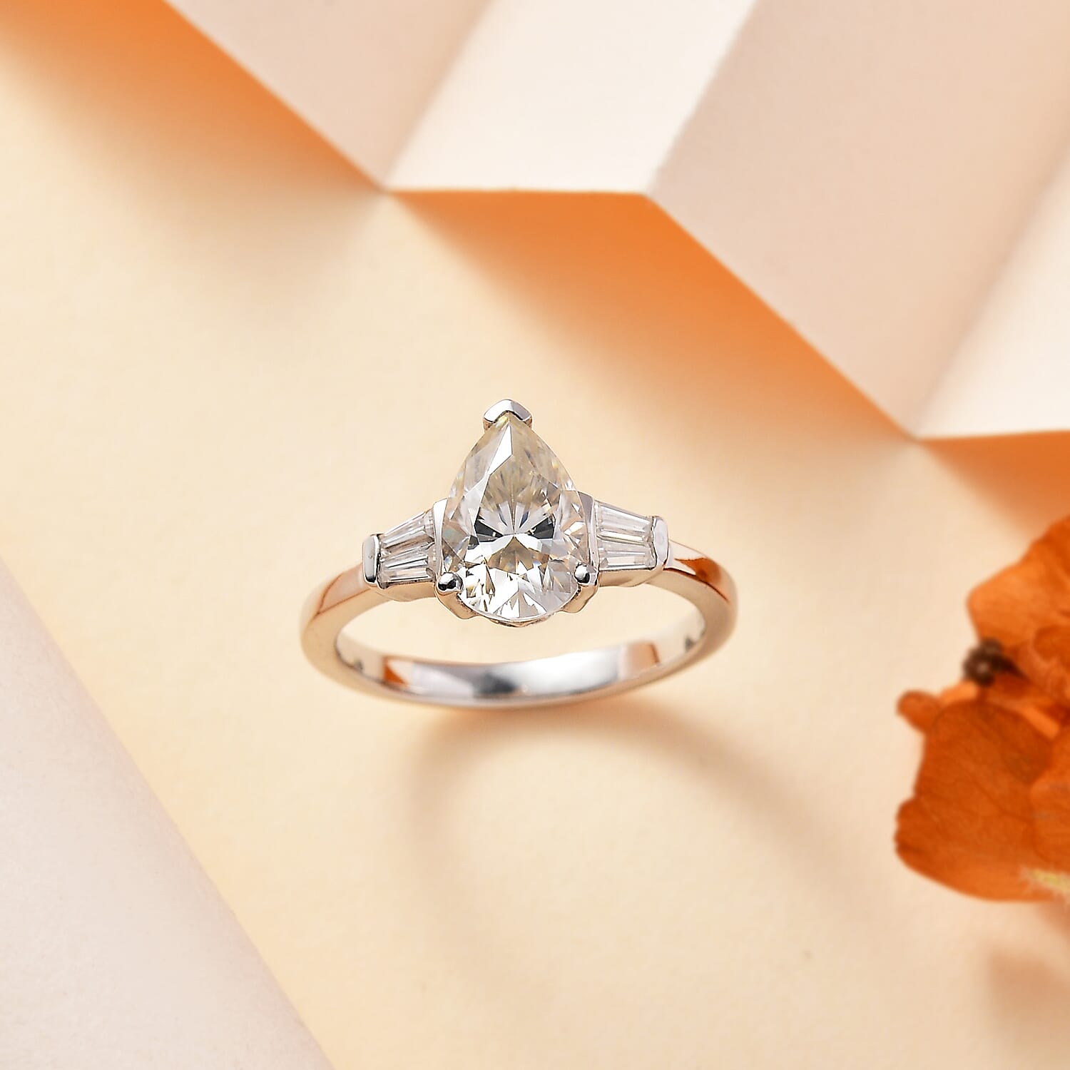 Moissanite Ring in Platinum Over Sterling Silver (Size 10.0) 1.70 ctw