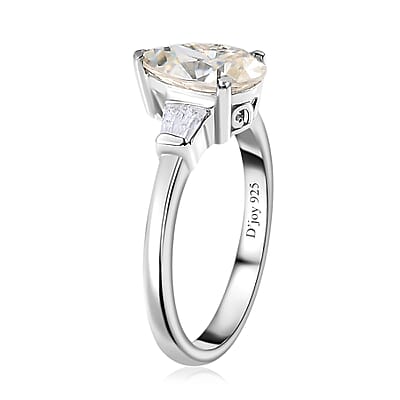 Moissanite Ring in Platinum Over Sterling Silver (Size 10.0) 1.70 ctw