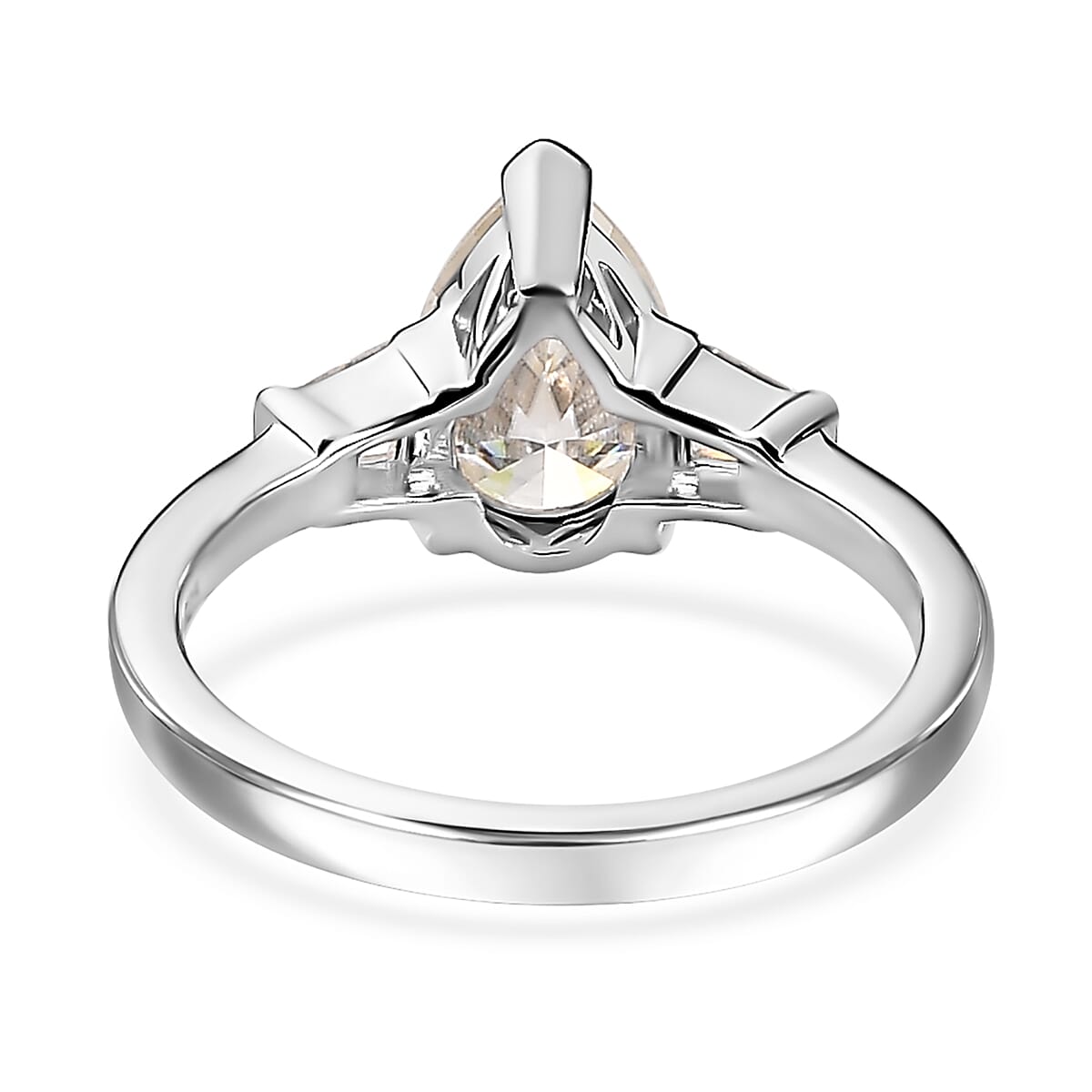 Moissanite Ring in Platinum Over Sterling Silver (Size 10.0) 1.70 ctw