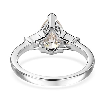 Moissanite Ring in Platinum Over Sterling Silver (Size 10.0) 1.70 ctw