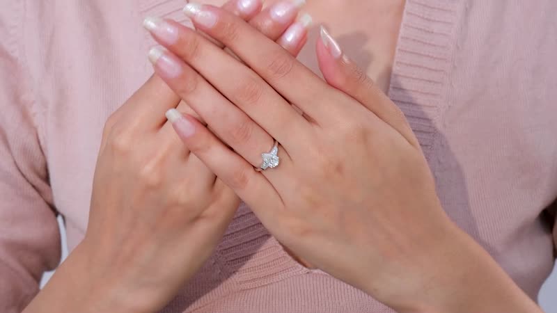 Moissanite (Pear 9x6mm) Ring in Platinum Over Sterling Silver (Size 5.0) 1.50 ctw
