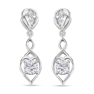 Moissanite Dangling Earrings in Platinum Over Sterling Silver 1.50 ctw