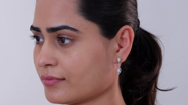 D'Joy Moissanite Dangling Earrings in Platinum Over Sterling Silver 1.50 ctw