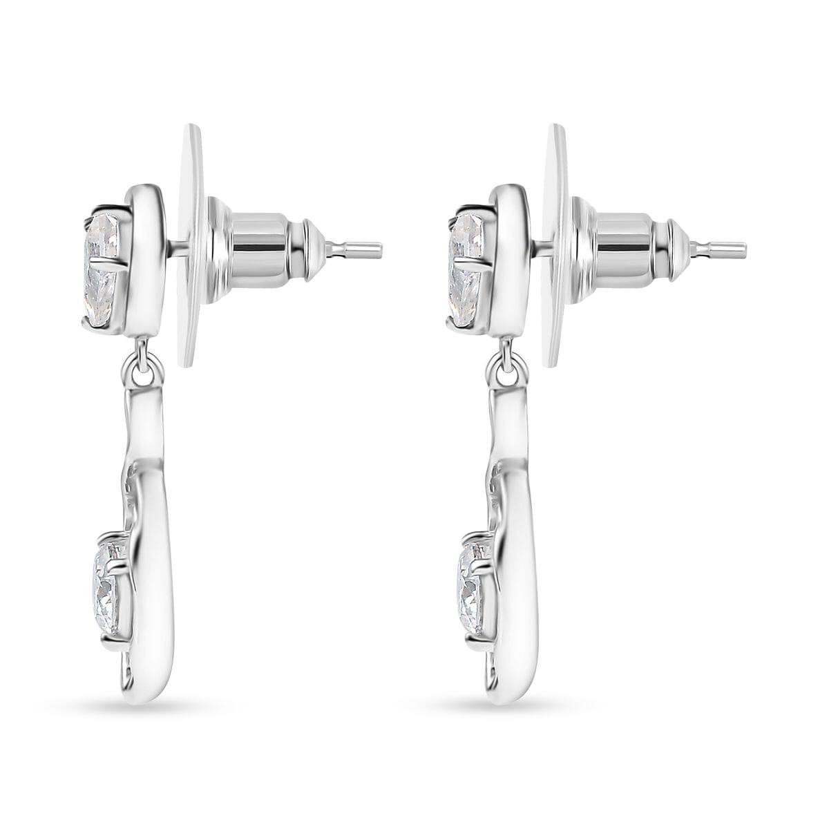 Moissanite Dangling Earrings in Platinum Over Sterling Silver 1.50 ctw image number 3