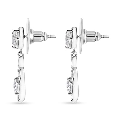 D'Joy Moissanite Dangling Earrings in Platinum Over Sterling Silver 1.50 ctw