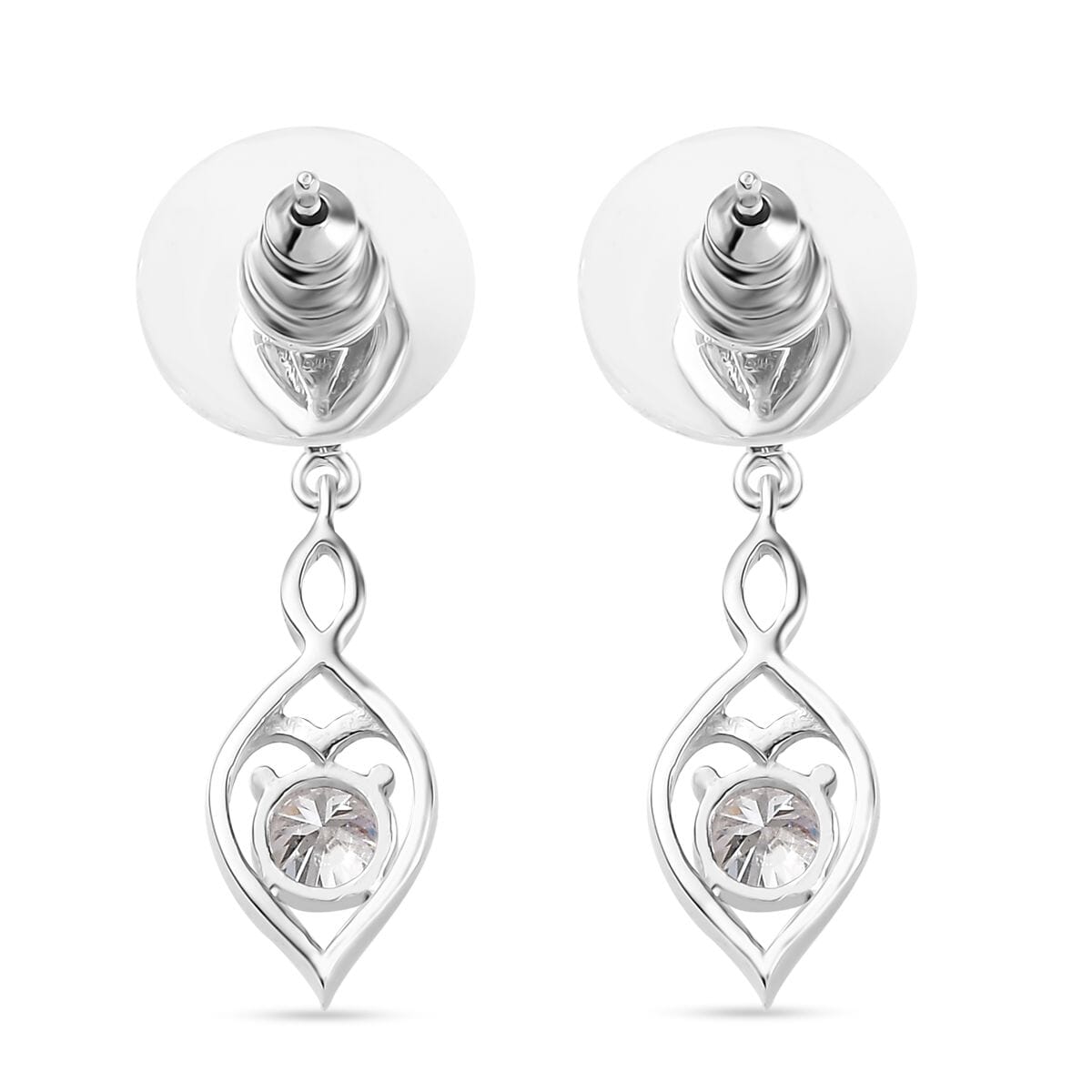 Moissanite Dangling Earrings in Platinum Over Sterling Silver 1.50 ctw image number 4