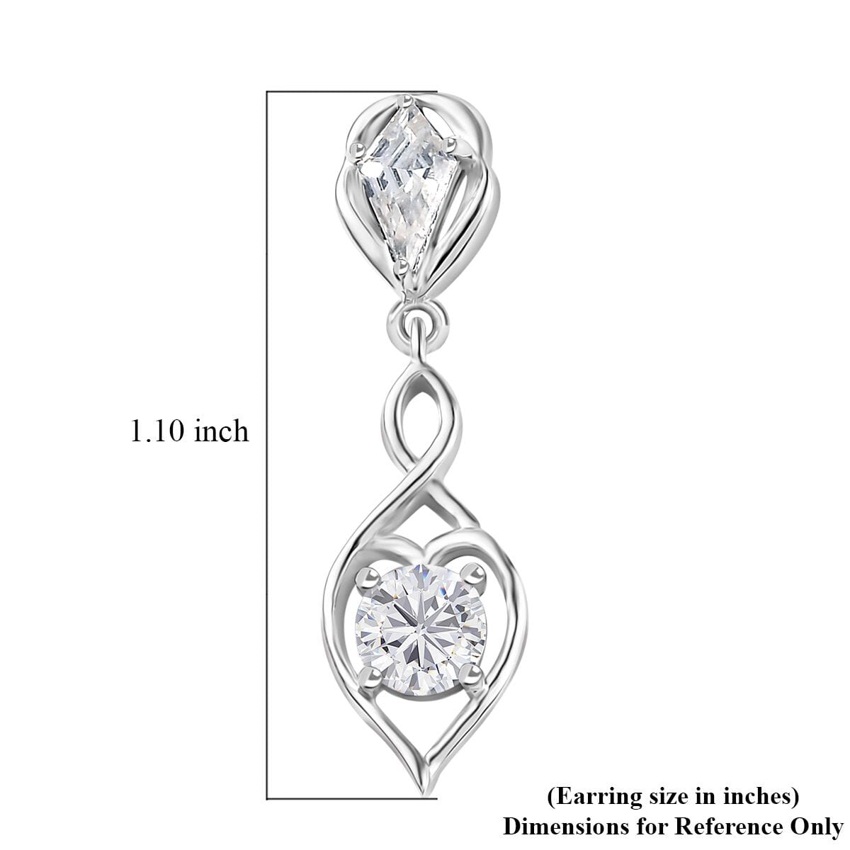 Moissanite Dangling Earrings in Platinum Over Sterling Silver 1.50 ctw image number 5