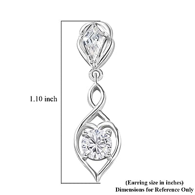 D'Joy Moissanite Dangling Earrings in Platinum Over Sterling Silver 1.50 ctw