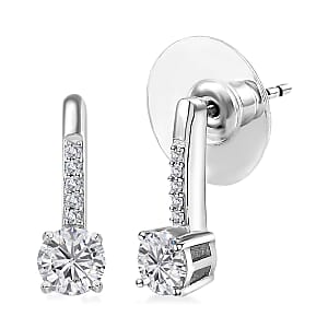 Moissanite Earrings in Platinum Over Sterling Silver 1.00 ctw