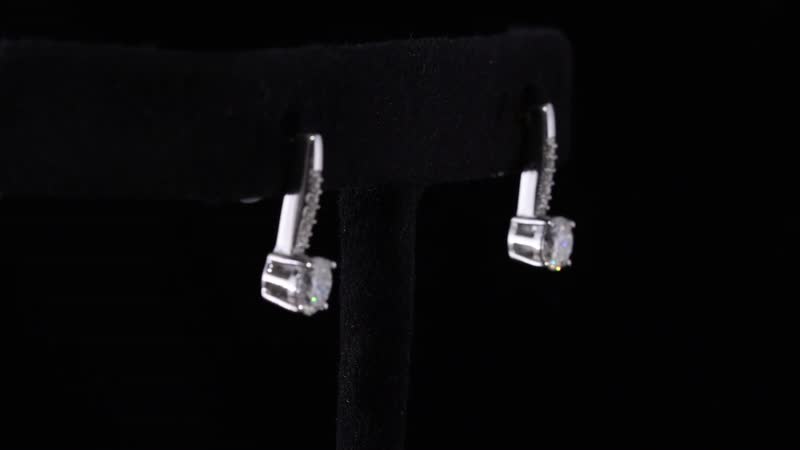 Moissanite Earrings in Platinum Over Sterling Silver 1.00 ctw