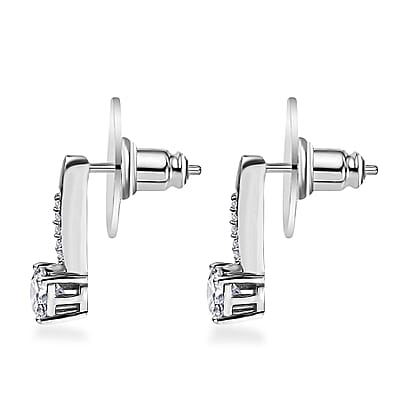 Moissanite Earrings in Platinum Over Sterling Silver 1.00 ctw